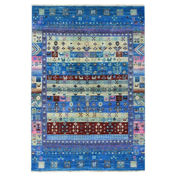 4'x5'10" Colorful Kashkuli Gabbeh Pure Wool Handmade Oriental Rug