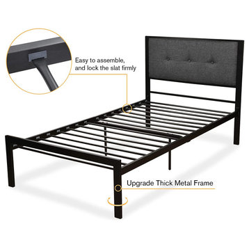 Twin Bed Frame, Metal Platform Bed