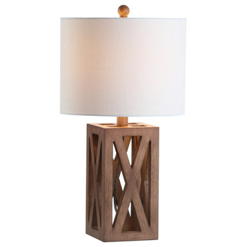 Stewart 21.5" Wood Led Table Lamp, Brown