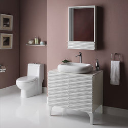 Art Deco 30 inch Modern Bathroom Vanity Bianco Marble Top - Bathroom Vanities And Sink Consoles