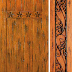 Knotty Alder Exterior Prehung Door with One Sidelite, Carved - Front Doors