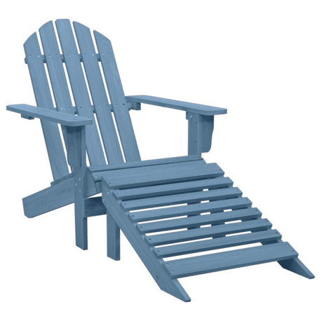 vidaXL Adirondack Chair Patio Adirondack Chair and Ottoman Solid Fir Wood Blue
