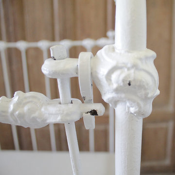 19th Century Painted White Iron Crib Baby Bed