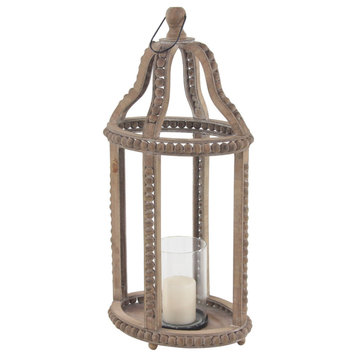 Farmhouse Brown Reclaimed Wood Candle Lantern 77643