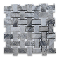 Stone Center Online - Bardiglio Gray Dark Grey Marble 1x2 Basketweave Mosaic Tile Honed, 1 sheet - Mosaic Tile