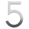 Modern Font House Number, Brushed, 8", Number 5