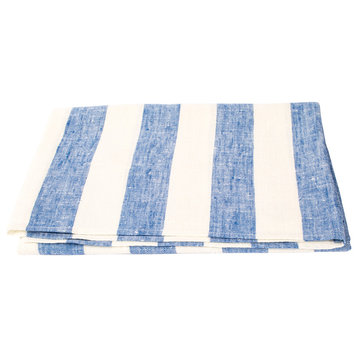 Bath Towel Linen Prewashed Philippe, Blue Off White, 100x134cm