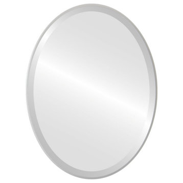 Medina Framed Oval Mirror, Silver Spray, 25"x31"