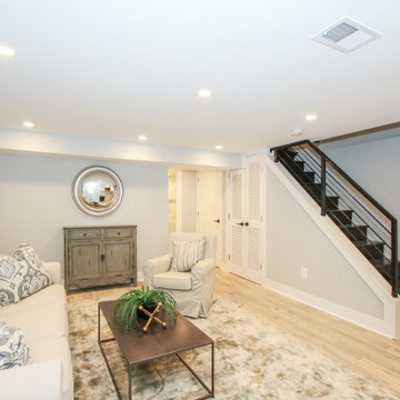 Basement remodeled with bedroom space and extra closet space in Vienna