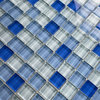 Glass Mosaic Tile White & Blue Glass 7/8" Square Accent Backsplash, 1 sheet
