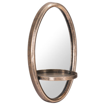 Petite Ogee Mirror and Shelf Gold