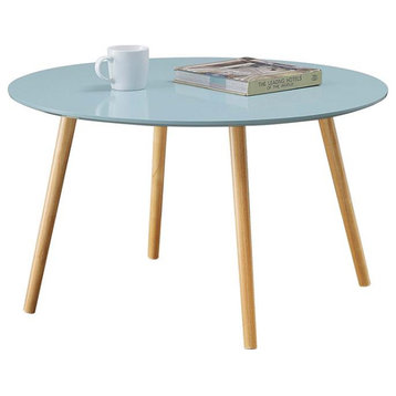 Convenience Concepts Oslo Round Coffee Table in Mint Green Wood Finish