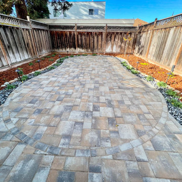 3D Design and Install of Pavers with Outdoor Lighting, Mulch, Shrubs, Rocks