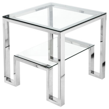 Laurence Side Table, High Polish Steel