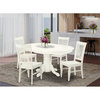East West Furniture Avon 5-piece Wood Kitchen Table Set in Linen White