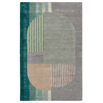 Jaipur Living - Meruvia Handmade Abstract Sage/ Multicolor Area Rug 8'X10' - The sleek and angular Iconic collection infuses interiors with bold colorways and modern style. A playful geometric motif and on-trend sage, teal, gray, taupe, and mauve colorway come together to form the Meruvia rug. Hand tufted of viscose and New Zealand wool, this fresh accent boasts cut and looped pile for added texture and dimension.