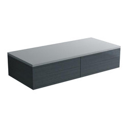 ADM Bathroom Design - ADM Wall Mounted Cabinet, Matte White Top With Stainless Steel Brush Panels, 35" - Bathroom Cabinets