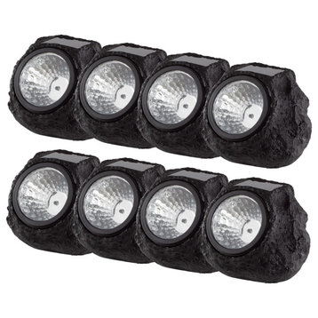 Solar Rock Lights 8-Pack Waterproof LEDs Outdoor Lighting Set by Pure Garden