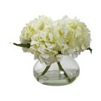 Blooming Hydrangea With Vase, Cream