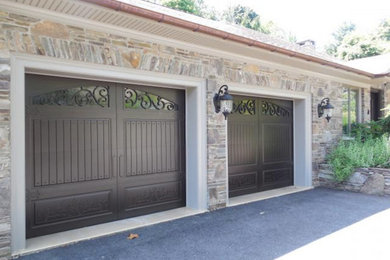 Mid-sized traditional attached two-car garage in New York.