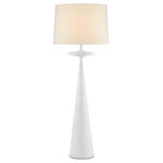Currey & Company - Giacomo Floor Lamp - Like a Futurist work of art, the Giacomo Floor Lamp reads as much like a contemporary sculpture as it does a luminary. Made of cast aluminum in a gesso white finish, this white floor lamp is one of our products that comes out of artisanal foundries where aluminum is poured into molds and cooled. Once formed, the shapes are among the sturdiest profiles offered in home furnishings. Introduce the Giacomo to a mid-century modern interior and watch it sing!