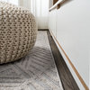 High-Low Pile Art Deco Geometric Indoor/Outdoor Beige 8'x10' Area Rug