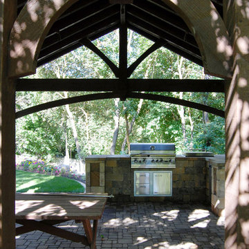 21' x 22' Timber Frame Pavilion With Outdoor Kitchen