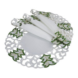 Xia Home Fashions - Tannenbaum Embroidered Cutwork Christmas PlacematsSet of 4, Set of 4 - Placemats