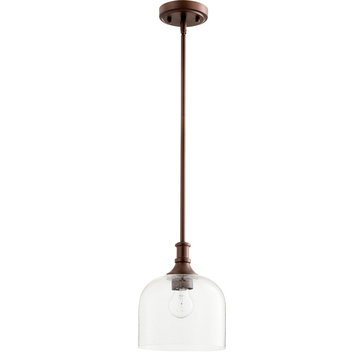 Richmond 1-Light Pendant, Oiled Bronze With Clear Seeded