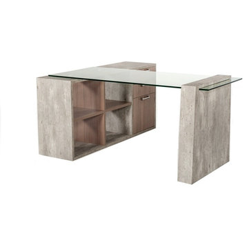 Nova Domus Boston Modern Glass and Concrete Reversible Desk