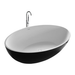 ADM Bathroom Design - ADM Oval Freestanding Bathtub, Matte Black Exterior/White Interior, 69.3" - Bathtubs