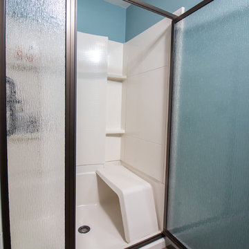 Transitional Aroma vanity Downstairs bath remodel w/Alterna Messa floor