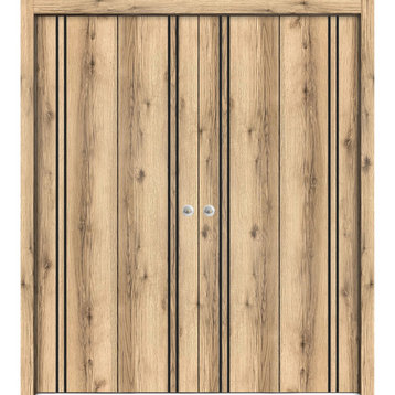 Double Bi-fold Doors | Planum 0016 Oak with  | Sturdy Tracks