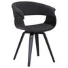 Lundgren Dining Chair, Black Brush Wood Finish and Charcoal Fabric