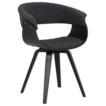 Lundgren Dining Chair, Black Brush Wood Finish and Charcoal Fabric