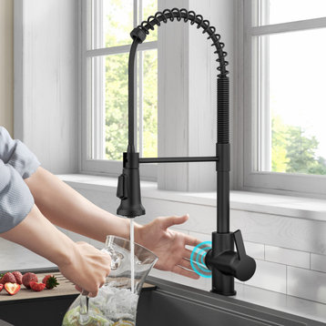 Britt Commercial Style 3-Function Pull-Down 1-Handle 1-Hole Kitchen Faucet, Matte Black (Touchless Ksf-1691mb)
