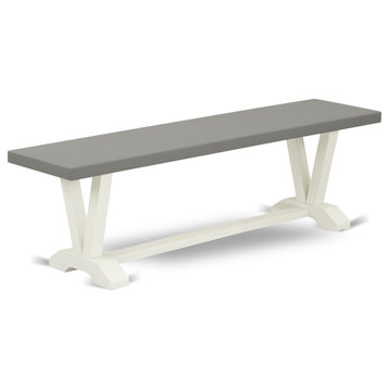 V-Style 15X60 In Dining Bench With Wirebrushed Linen White Leg And Cement Top