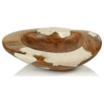 Zodax - Iligan Natural Teakwood Bowl, Large17.75" X 4" - A piece both subtle, yet striking with its pleasing aesthetics and versatile use.  Effortlessly makes any space unique with the addition of this two toned charming d�cor. Can be used to hold your keys, adorn a mantle or carry in snacks for a casual lunch or dinner party.