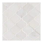 Grecian White Arabesque Pattern Polished Mosaic, Sample