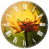 Large Yellow Flower in Spotlight Flower Large Metal Wall Clock, 36x36