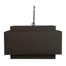 Decor Therapy - Decor Therapy 1-Light Rectangular Gray Shade Pendant, Bronze - Pendant Lighting