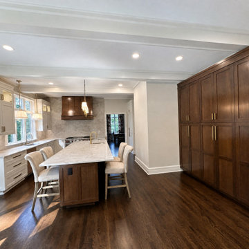 Kitchen Overview with Pantry Wall and Bookcase