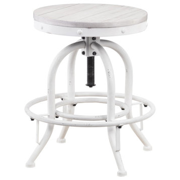 Industrial Adjustable Height Swiveling Stool, White