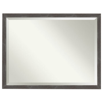 Woodridge Rustic Grey Beveled Wood Bathroom Wall Mirror - 43 x 33 in.