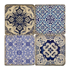 Azulejos Coasters, Set of 4, With stand