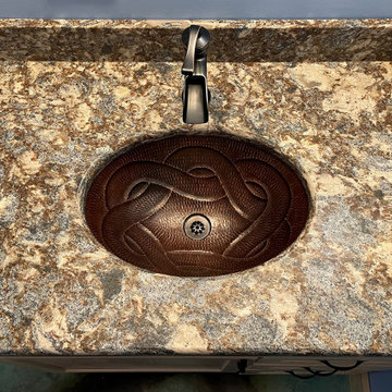 19" Oval Braid Under Counter Hammered Copper Bathroom Sink (LO19FBDDB)