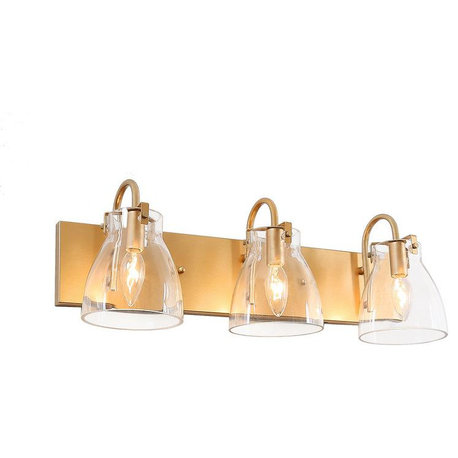 LNC Matte Gold Modern Bathroom Vanity Light with Clear Glass, 3 Lights