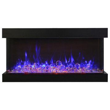 72" unit - 14 1/4" in depth 3 sided glass fireplace