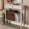 Ariella Country Cottage Farmhouse Whitewashed 1-Drawer Console Table