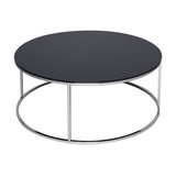 Kensal Black Round Coffee Table, Steel Base